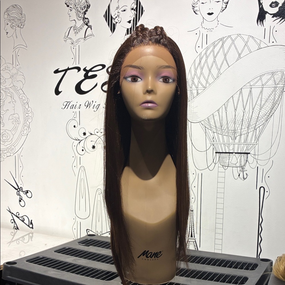 Brown Straight Hair Wig braided rare